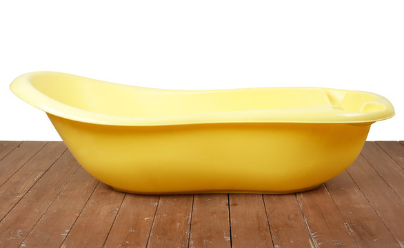 Motherhood  and hygiene - Yellow children bath