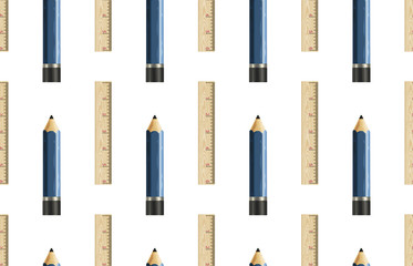 Back to school pattern with pencils and rulers.