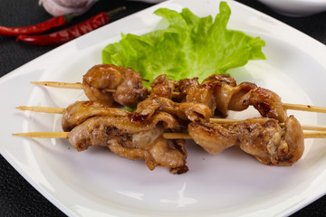 Chicken skin skewer
