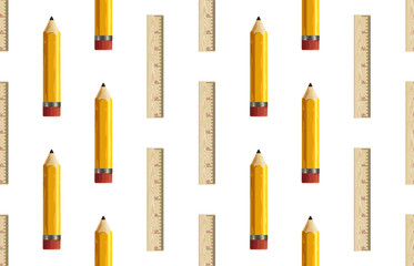 Back to school pattern with pencils and rulers.
