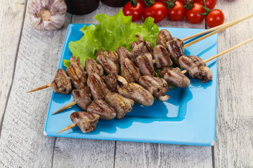 Chicken hearts skewer