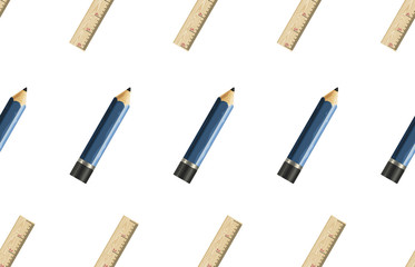 Back to school pattern with pencils and rulers.