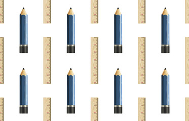 Back to school pattern with pencils and rulers.