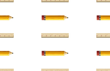 Back to school pattern with pencils and rulers.
