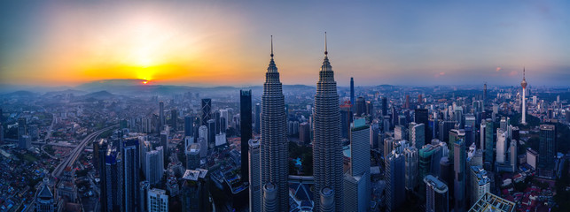 panorama view of aerial view of Kuala Lumpur, Malaysia - Powered by Adobe
