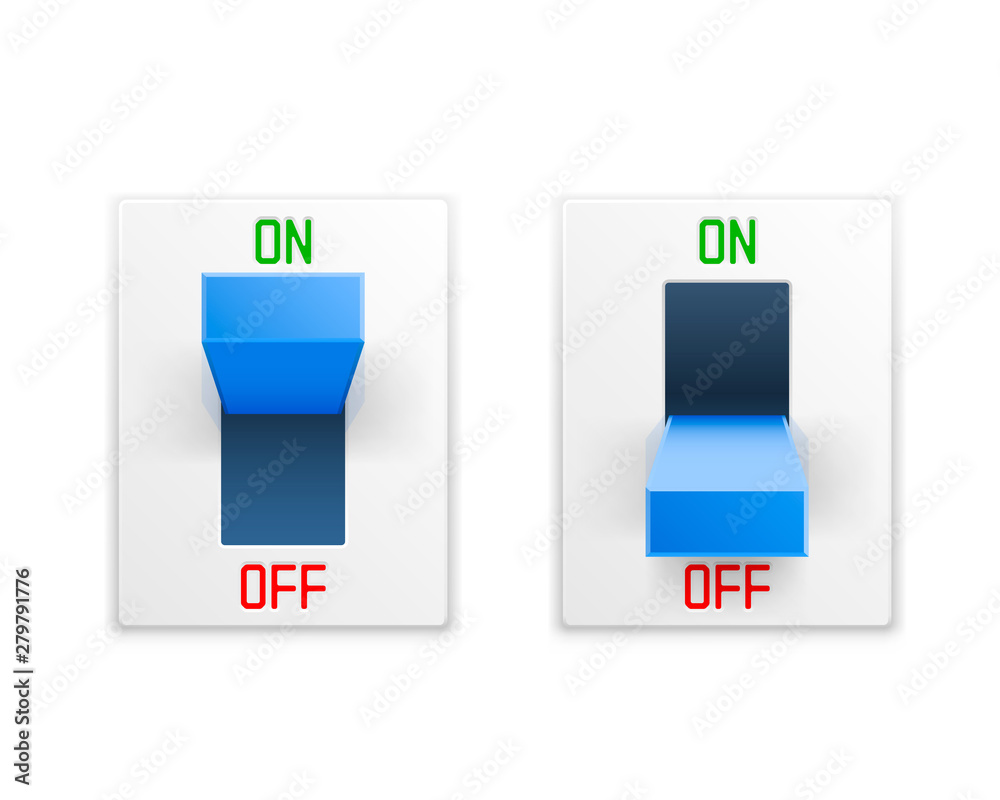 Wall mural on off switch button ui isolated white background.