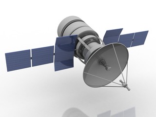 Satellite Dish and spaceship, 3d rendering