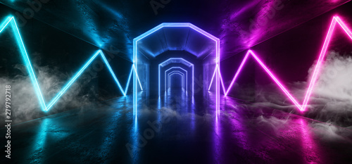 Smoke Futuristic Sci Fi Laser Neon Shapes Glowing Light Vibrant