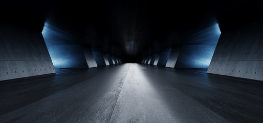 Modern Elegant Architecture Grunge Concrete Columns Cement Reflective Underground Hallway Room Garage Gallery Tunnel Corridor Dark Empty Background 3D Rendering