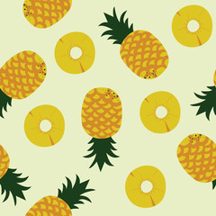 Cute pineapple seamless pattern on yellow background - 279793386