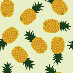 Pineapple seamless pattern on yellow background - 279793502