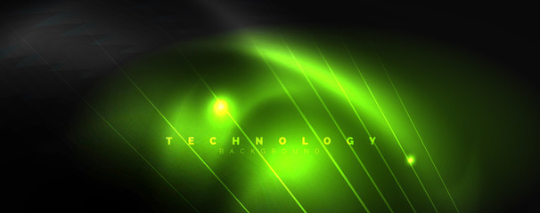 Obraz premium Shiny color neon light with lines, abstract wallpaper, shiny motion, magic space light. Techno abstract background