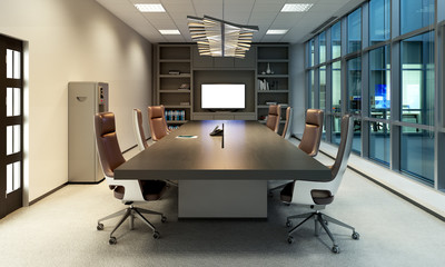 Modern style meeting room 3d rendering image