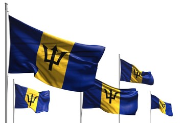 cute any occasion flag 3d illustration. - five flags of Barbados are wave isolated on white