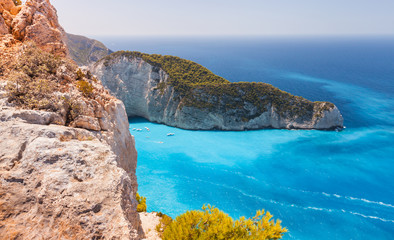 Navagio bay, coastal Greek landscape