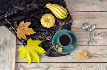 Decoration of a table for autumn holidays
