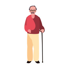 elderly man with walk stick