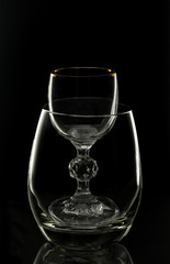 glass and crystal on a black background