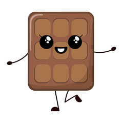 Chocolate with eyes and mouth in kawaii style isolated on white background. Vector illustration. - 279797333