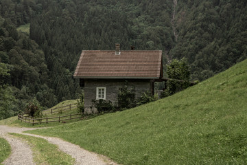Fototapeta na wymiar traditionelles schweizer Haus in den Alpen