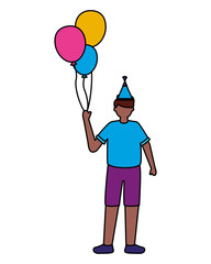 man holding balloons birthday celebration