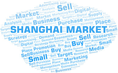 Shanghai Market word cloud. Vector made with text only.