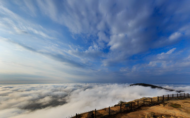 Beautiful view of Nandi Hills with ocean of snow, Nandi Hills, Bengaluru or Bangalore.