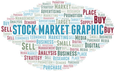 Stock Market Graphic word cloud. Vector made with text only.