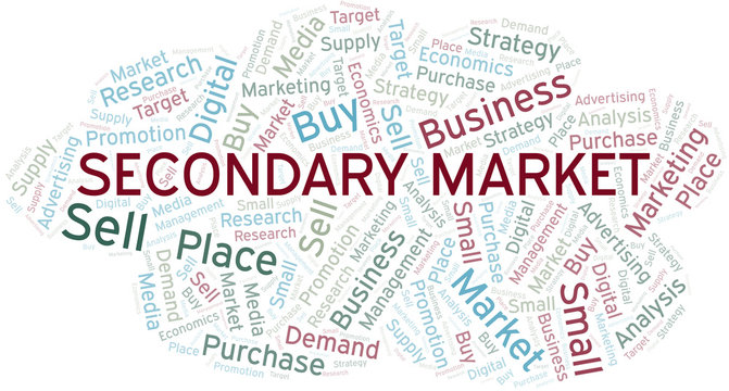 Secondary Market Word Cloud. Vector Made With Text Only.