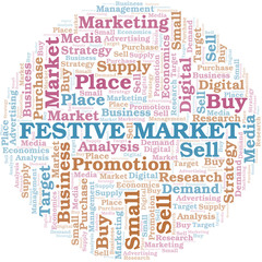 Fototapeta premium Festive Market word cloud. Vector made with text only.