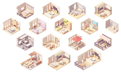 Vector isometric home rooms - 279799129