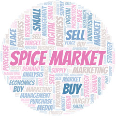 Spice Market word cloud. Vector made with text only.