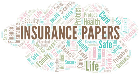 Fototapeta premium Insurance Papers word cloud vector made with text only.