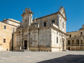 Obraz premium Lecce Cathedral, Piazza del Duomo, Campanile, Lecce, Apulia, Italy, June 2019