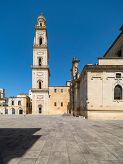 Obraz premium Lecce Cathedral, Piazza del Duomo, Campanile, Lecce, Apulia, Italy, June 2019