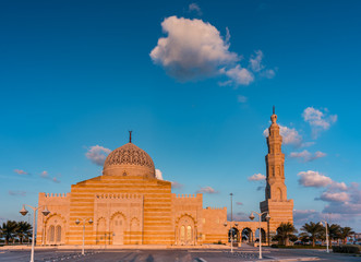 A view of Sheikh Isa Bin Salman Al Khalifa Grand Mosque, Diyar Al Muharraq, Manama, Bahrain.
