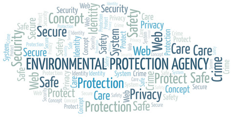 Fototapeta premium Environmental Protection Agency word cloud. Wordcloud made with text only.