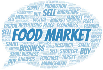 Obraz premium Food Market word cloud. Vector made with text only.
