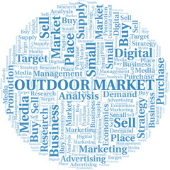 Obraz premium Outdoor Market word cloud. Vector made with text only.