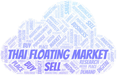 Obraz premium Thai Floating Market word cloud. Vector made with text only.