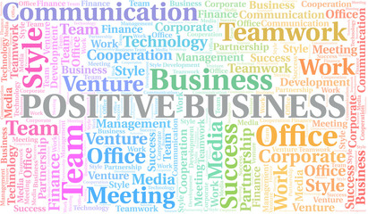Fototapeta premium Positive Business word cloud. Collage made with text only.