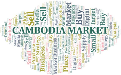 Obraz premium Cambodia Market word cloud. Vector made with text only.