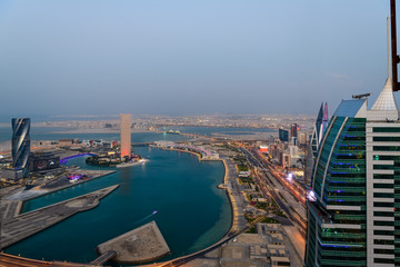 Beautiful aerial view of Bahrain bay and Manama city, Manama, Bahrain.