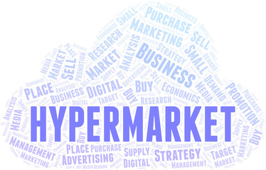 Obraz premium Hypermarket word cloud. Vector made with text only.