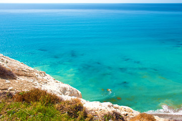 View from above on sea surface near Paphos