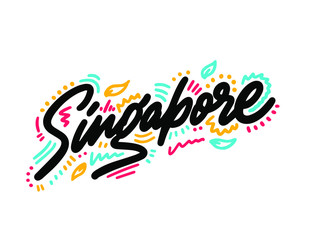 Singapore. Vector calligraphy. Typography poster. Usable as background.
