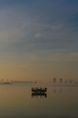 Beautiful sunrise from Bahrain with colorful clouds