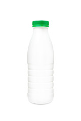 Milk or shampoo plastic bottle with green cap