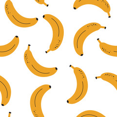 Banana seamless pattern on white background
