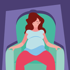 woman pregnant sitting in sofa avatar character
